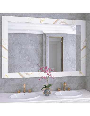 Borde de Papel Tapiz Autoadhesivo LACHEERY Mármol Blanco y Dorado 7.6cm x 5m