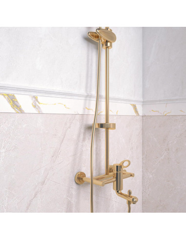 Borde de Papel Tapiz Autoadhesivo LACHEERY Mármol Blanco y Dorado 7.6cm x 5m