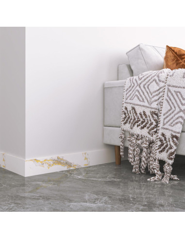 Borde de Papel Tapiz Autoadhesivo LACHEERY Mármol Blanco y Dorado 7.6cm x 5m