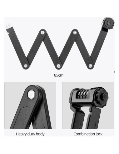 Candado Plegable Antirrobo ROCKBROS 4 Dígitos Alta Resistencia