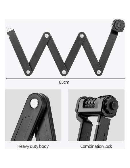 Candado Plegable Antirrobo ROCKBROS 4 Dígitos Alta Resistencia