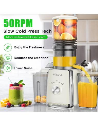 Exprimidor Masticador AERVOCE MP-802L 300W 1.6L Fácil Limpieza