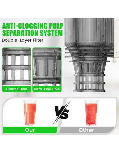 Exprimidor Masticador AERVOCE MP-802L 300W 1.6L Fácil Limpieza