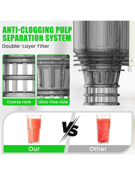 Exprimidor Masticador AERVOCE MP-802L 300W 1.6L Fácil Limpieza