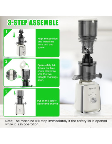 Exprimidor Masticador AERVOCE MP-802L 300W 1.6L Fácil Limpieza