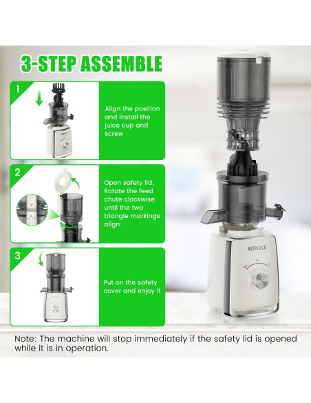 Exprimidor Masticador AERVOCE MP-802L 300W 1.6L Fácil Limpieza