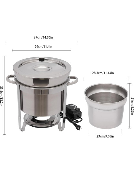 Chafer de Sopa Eléctrico HinLIaDa 11L Acero Inoxidable