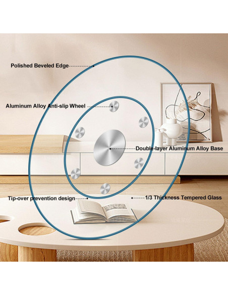 Plato Giratorio de Vidrio Templado SZG 101.6 cm 1/3" Extra Grueso