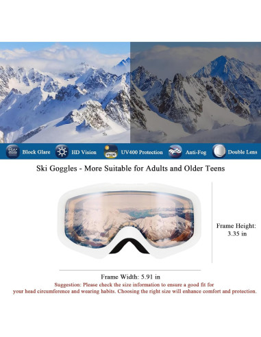 Gafas de Esquí Karsaer OTG Antiniebla UV400 Unisex