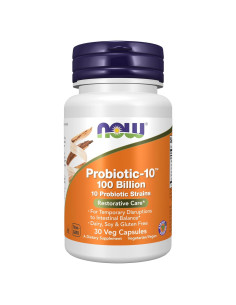 Suplemento Probiótico NOW Foods 100 Mil Millones 30 Cápsulas Veganas