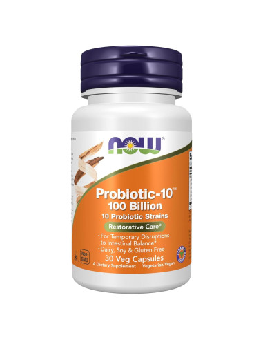 Suplemento Probiótico NOW Foods 100 Mil Millones 30 Cápsulas Veganas