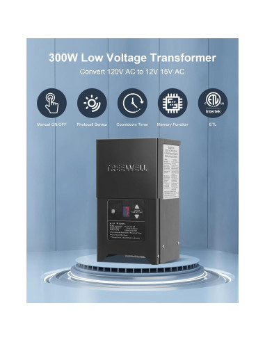 Transformador de Paisaje 300W treewell con Sensor y Temporizador