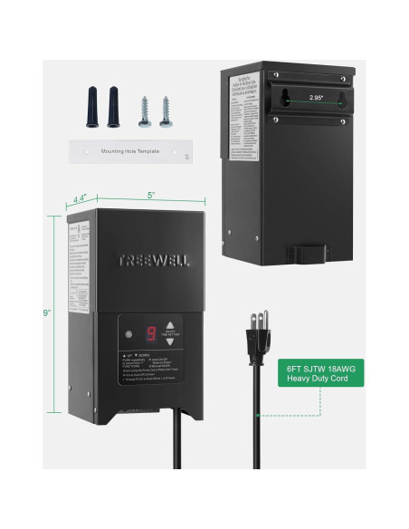 Transformador de Paisaje 300W treewell con Sensor y Temporizador