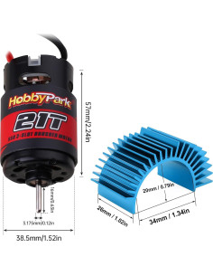 Motor Hobbypark 550 21T con disipador para RC 1/10 2