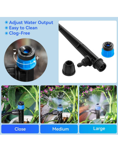 Gotero de riego ajustable Vortex 20PK con barra de bloqueo