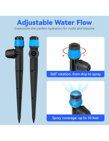 Gotero de riego ajustable Vortex 20PK con barra de bloqueo