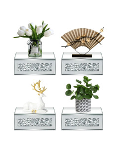 Estantes Flotantes de Vidrio Espejado Tuanse 4 Piezas 15.2x13.2cm