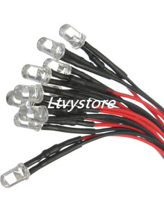 100 Pcs LED Pre Cableado 5mm Ltvystore 12V 20cm 5 Colores 2
