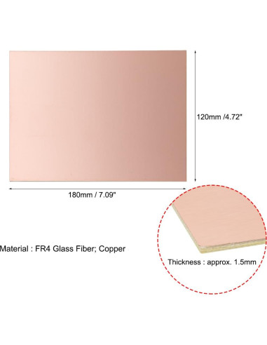 Placa PCB Doble Cara 180x120mm uxcell 2pcs FR4 Cobre 1.5mm