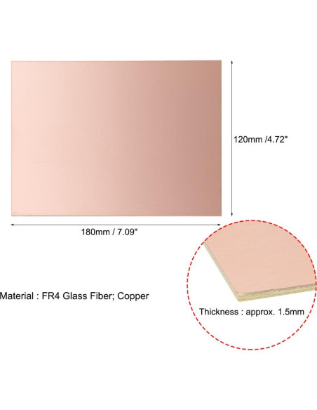 Placa PCB Doble Cara 180x120mm uxcell 2pcs FR4 Cobre 1.5mm