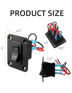 Panel de Interruptor Rocker ULITECO 1 Gang 12V a Prueba de Agua 2