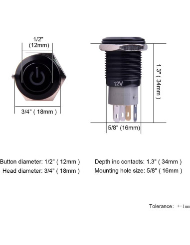 Interruptor de Botón de Presión Ulincos U16F5 1NO1NC Azul