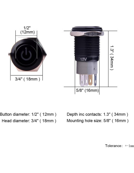 Interruptor de Botón de Presión Ulincos U16F5 1NO1NC Azul