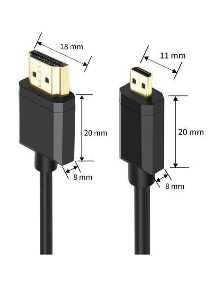 Cable Micro HDMI a HDMI 2.1 8K 3M Fujiaxun Ultra Alta Velocidad