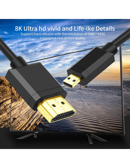 Cable Micro HDMI a HDMI 2.1 8K 3M Fujiaxun Ultra Alta Velocidad