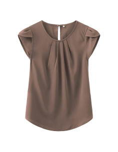 Blusa de Chiffon Plisada para Mujeres TASAMO - Manga Corta