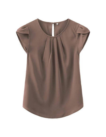 Blusa de Chiffon Plisada para Mujeres TASAMO - Manga Corta