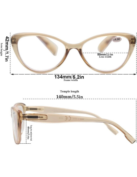 MODFANS Gafas de Lectura Ojo de Gato 2.5x 4 Colores MODFANS Gafas de Lectura Ojo de Gato 2.5x 4 Colores