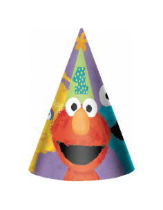 Sombreros de Fiesta de Papel Amscan Sesame Street 18 cm Morado