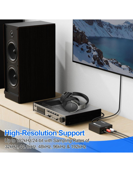 Convertidor de Audio Digital a Analógico OKUMOE 192KHz RCA 3.5mm