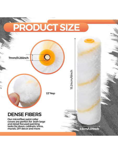Leumoi 150 Recargas Rodillos Pintura Microfibra 15.24 cm Amarillo