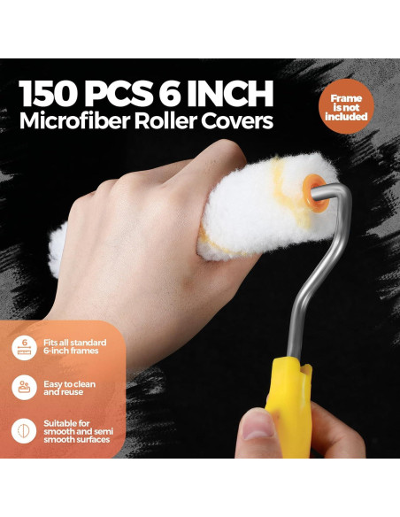 Leumoi 150 Recargas Rodillos Pintura Microfibra 15.24 cm Amarillo