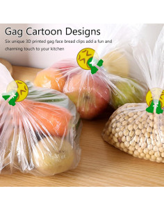 6 Clips de Pan Reutilizables SAMIQU - Selladores de Bolsa Divertidos 2