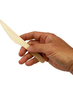 Cuchillo desechable de madera KingSeal 16.5 cm - 100 unidades 2