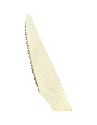 Cuchillo desechable de madera KingSeal 16.5 cm - 100 unidades