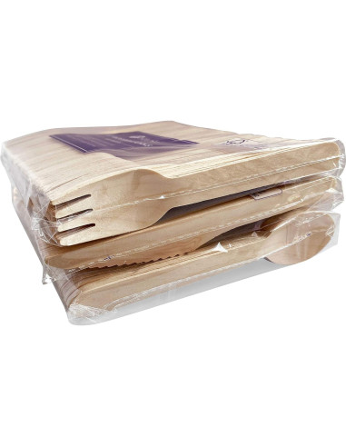 Cuchillo desechable de madera KingSeal 16.5 cm - 100 unidades