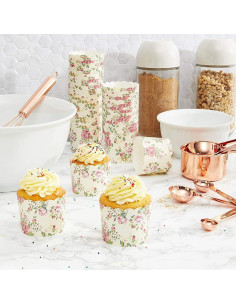 Forros para Cupcakes Florales Vintage Sparkle y Bash - 50 Unidades 2