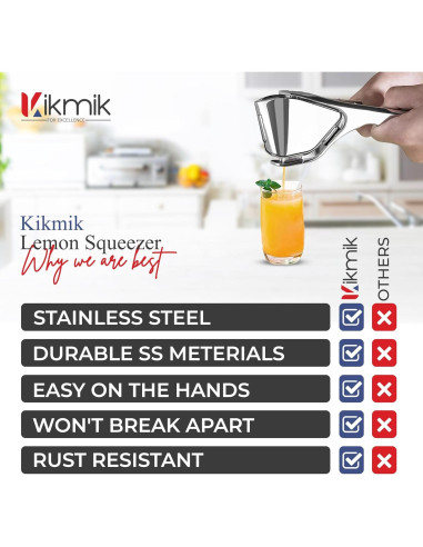 Exprimidor de Limón Manual Kikmik de Acero Inoxidable 0.52 kg