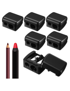 Sacapuntas de Maquillaje Faccito 6 Pcs Doble Orificio Negro