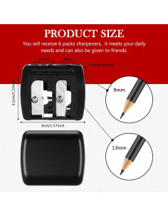 Sacapuntas de Maquillaje Faccito 6 Pcs Doble Orificio Negro 2