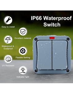 Interruptor Doble Exterior USUPERINK IP66 15A 2 Gang 2
