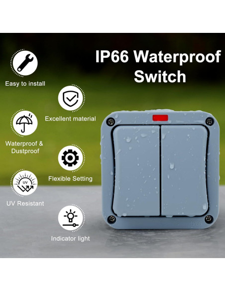 Interruptor Doble Exterior USUPERINK IP66 15A 2 Gang