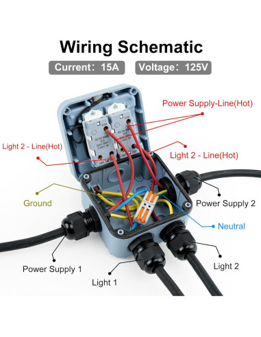 Interruptor Doble Exterior USUPERINK IP66 15A 2 Gang