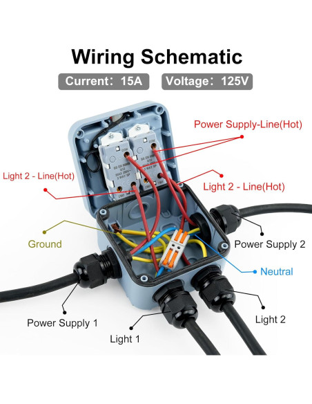 Interruptor Doble Exterior USUPERINK IP66 15A 2 Gang