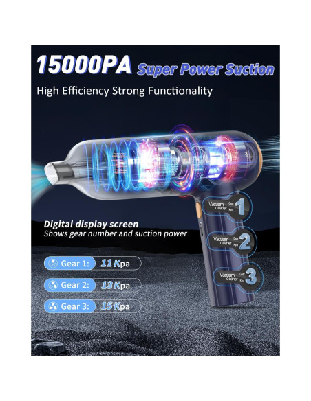 Aspiradora de Coche Musclez VC-02, 15000PA Inalámbrica 4 en 1