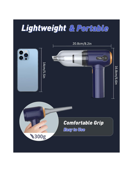 Aspiradora de Coche Musclez VC-02, 15000PA Inalámbrica 4 en 1